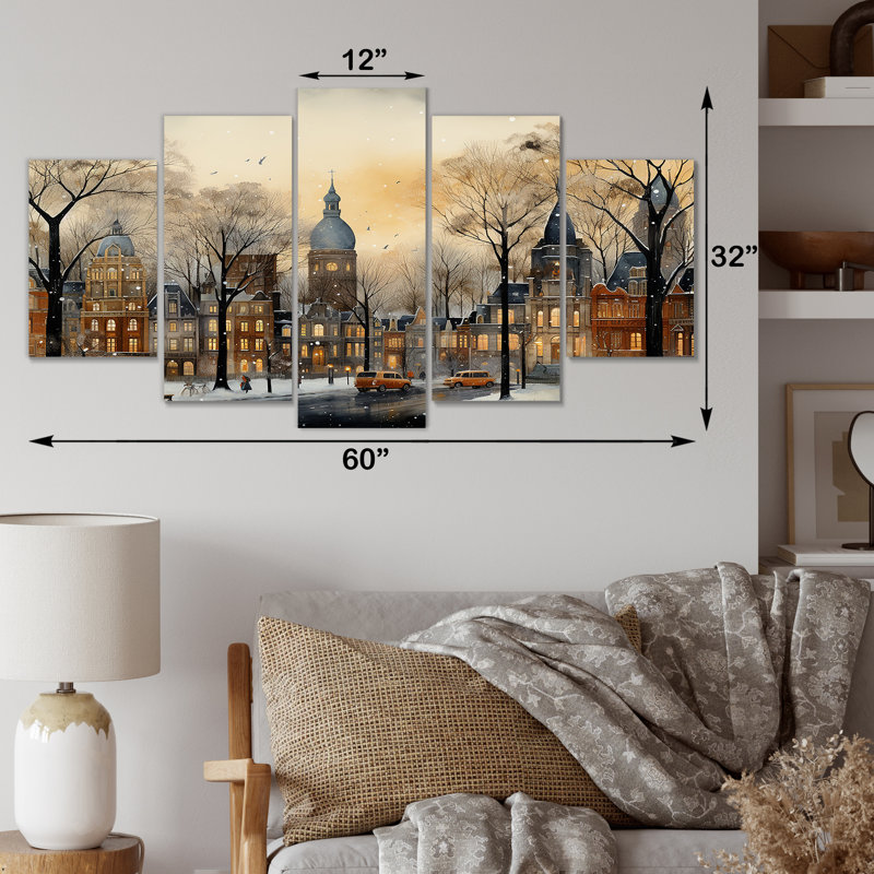  «Winter Russian City Landscape I - Winter Landscape Multipanel Wall Art Set