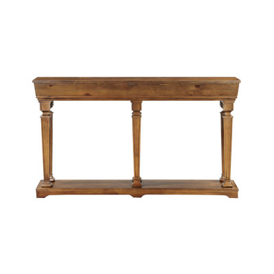 Elegant Oak Finish Console With Shelf - Enhances Beauty Of Your Living Room Charming Rectangular Top And Apron For A Timeless Appeal