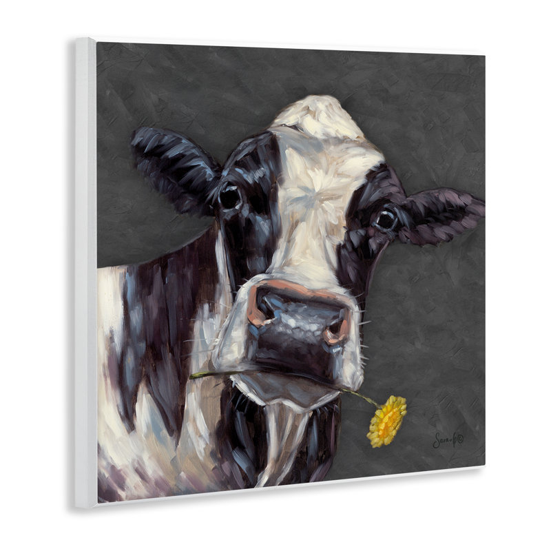 «Cow with Daisy», art mural sur toile par Sara