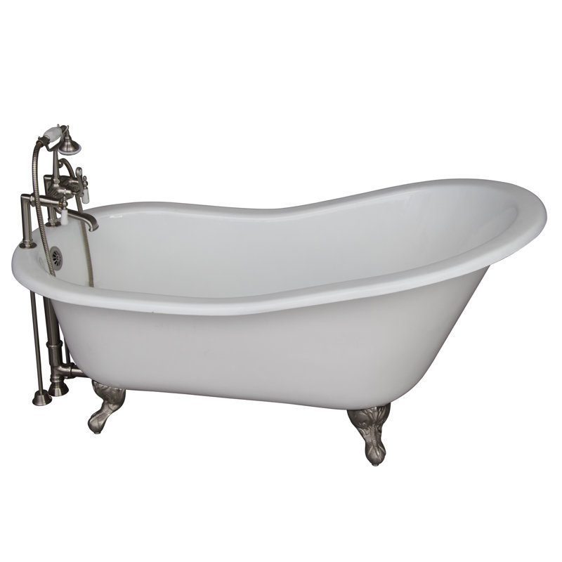 Baignoire en fonte trempée 61 "x 31" avec robinet Icarus, Nickel brossé