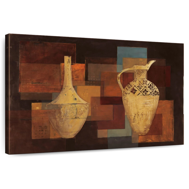 Senne, teintes d'automne avec vases, H 8 po x l 12 po
