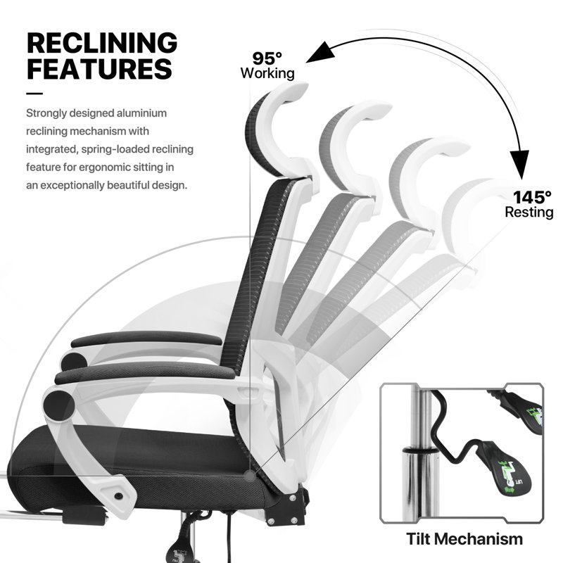 Portable Modern Computer Desk Host Rack And Adjustable High Back Task Seat With Lumbar Support