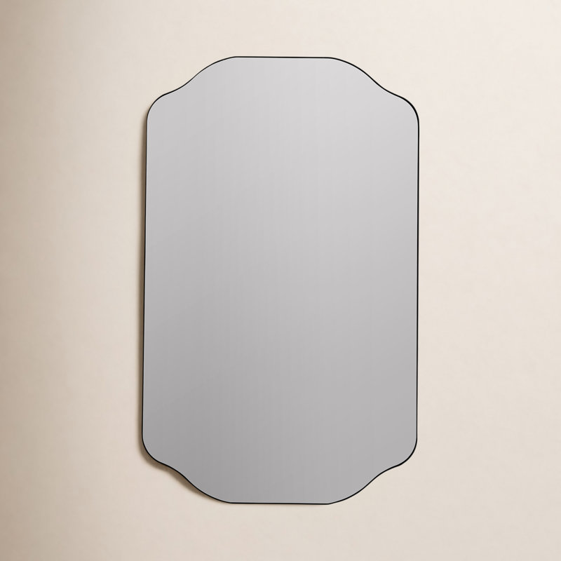 Henry Scalloped Metal Mirror, Matte Black