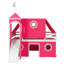 Lit mezzanine double avec tente et tour Slide - Rose