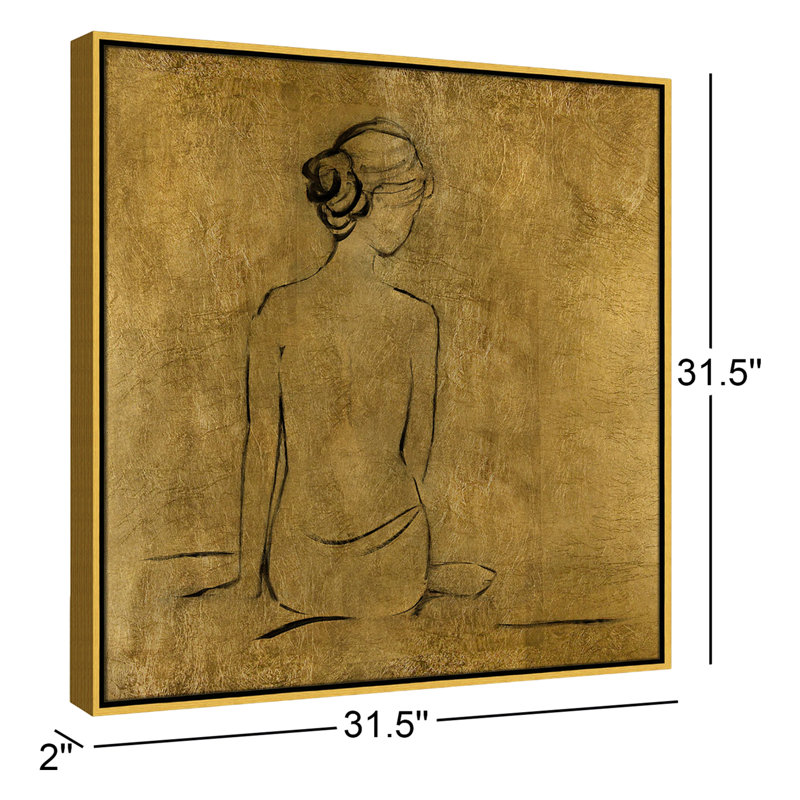 «Maia Golden Bather I» par Sally Swatland - reproduction d'art, H 31,5 po x l 31,5 po x P 2 po, Toile avec cadre doré