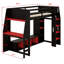 Lit mezzanine en bois avec bureau, étagères à rangement multiples, DEL et portemanteau suspendu-1353006154