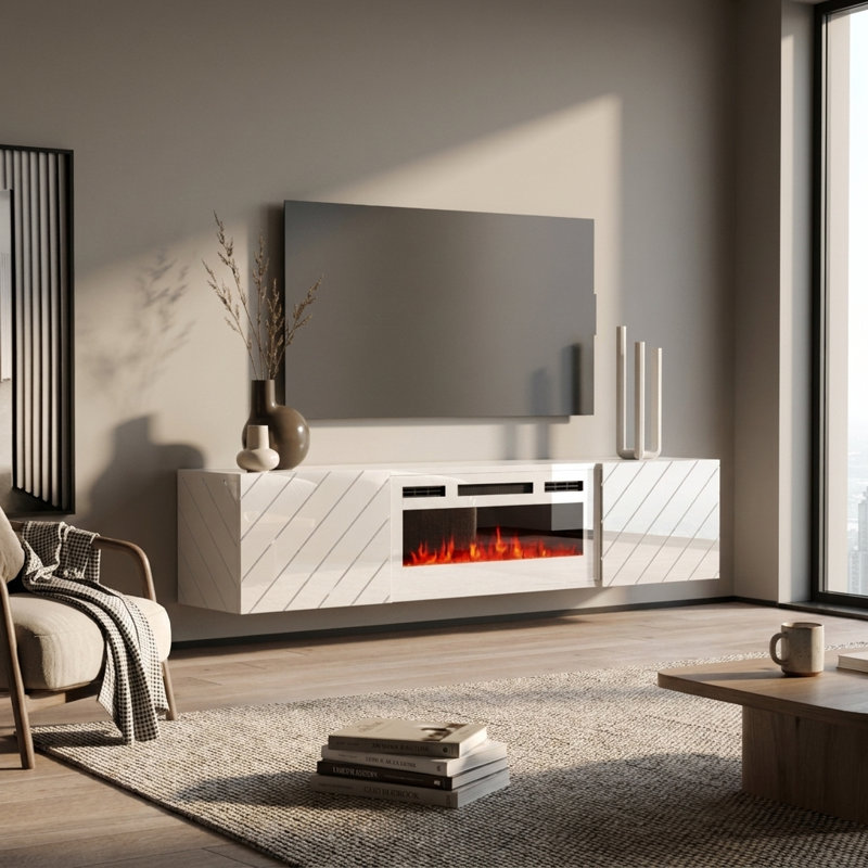 Meuble télé blanc 72 po Luxe-WH, Blanc