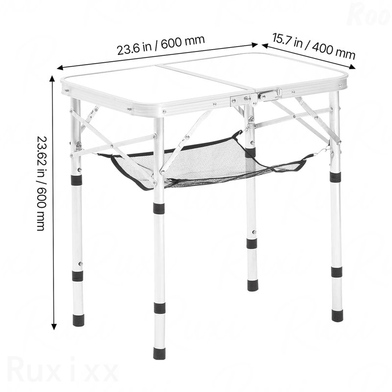 2Ft Folding Portable Camping Table Aluminum Outdoor Table Adjustable Height