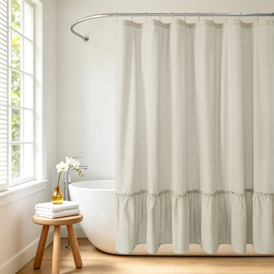 Rideau de douche 100% coton rayé à boutonnière