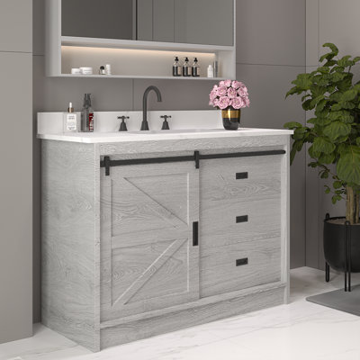 Meuble-lavabo simple avec plateau en pierre Coltman