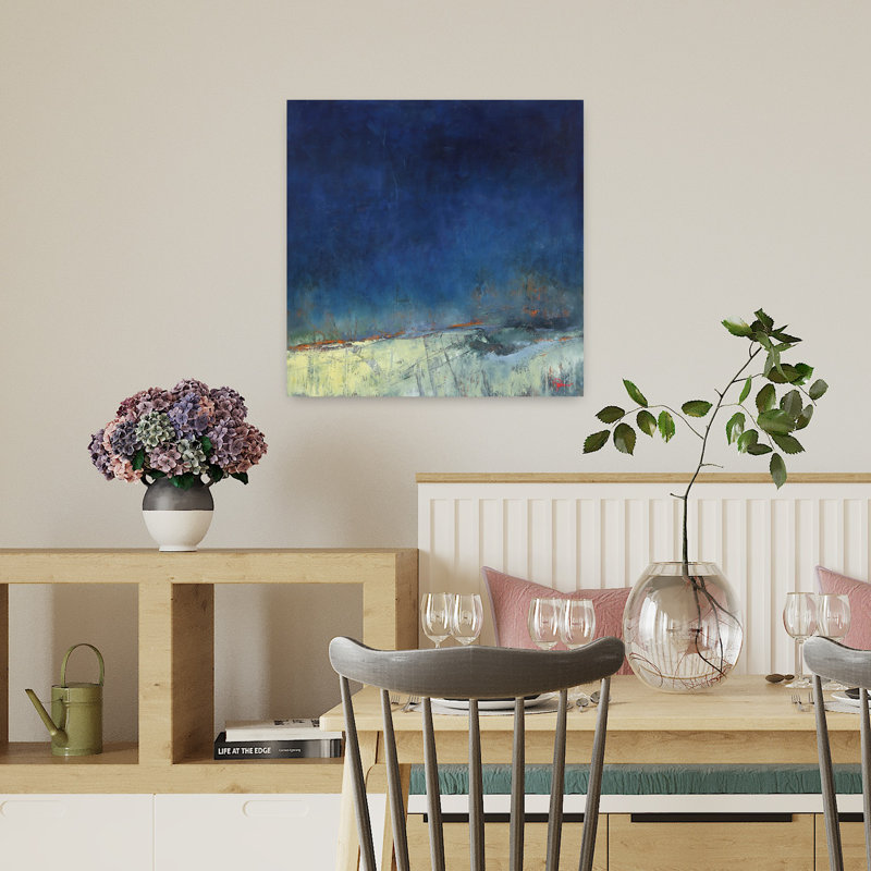 Dugout, paysage abstrait contemporain, art naturel, H 18 po x l 18 po