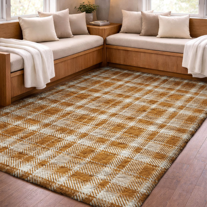 Tapis à carreaux de qualité supérieure lavable à la machine Dream Shag ADS563, Paprika, 3 pi x 5 pi