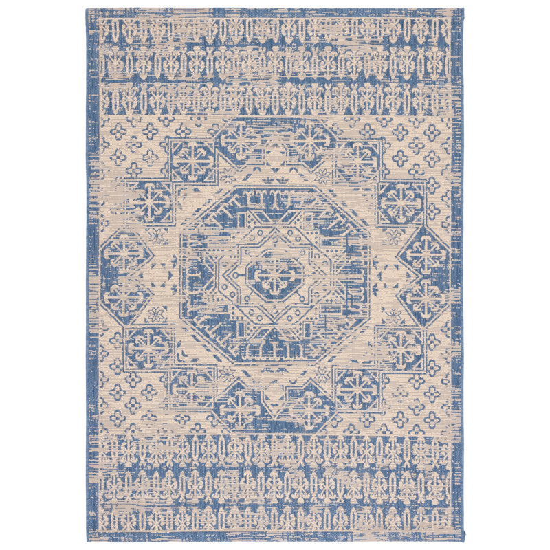 Courtyard Performance Oriental Indoor/Outdoor Area Rug, Rectangle 6'7" x 9'6"
