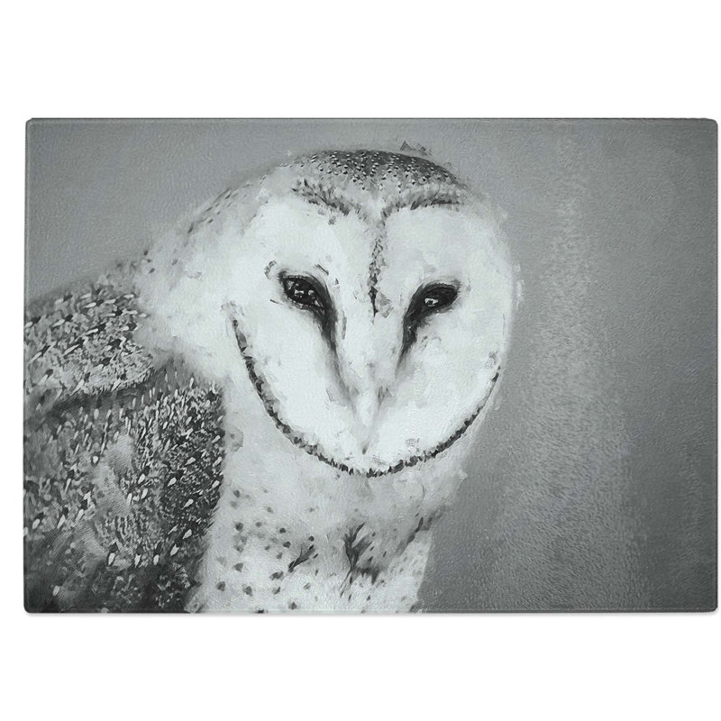 Tempered Glass Barn Owl Chopping Board, 39 cm W x 28.5 cm L