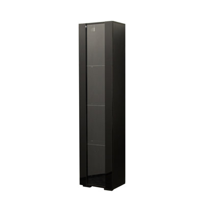 Side Cabinet with Aluminum LED Strip Light – Modern Storage Cabinet with Large Space for Living Room