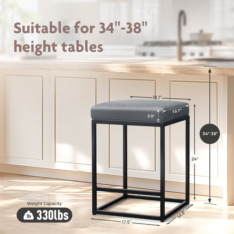 Tabouret de comptoir 24 po Jadwiga, gris, Tabouret de comptoir (siège d'une hauteur de 24 p