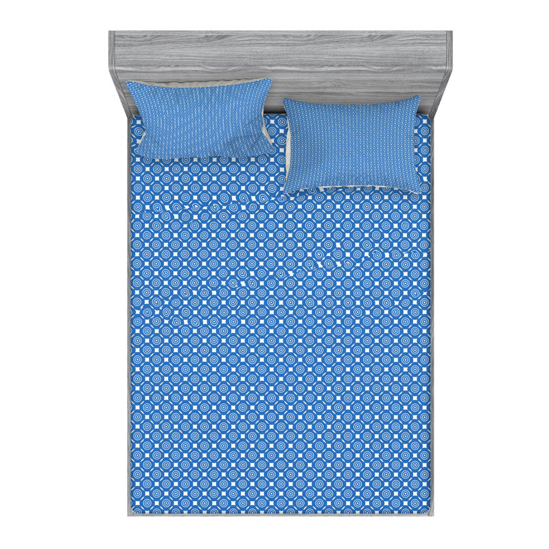 Microfiber Geometric Sheet Set, Full Sheet Set with Fitted Sheet