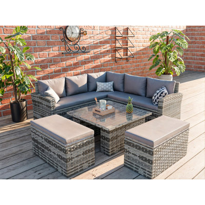 Debbagh Square 9 - Person 89cm Lift-up Long Dining Set