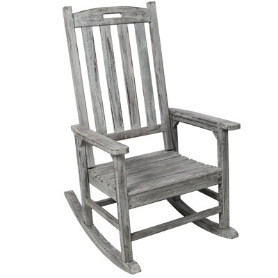 Chaise berçante surdimensionnée grise avec siège large et dossier haut, idéale pour se détendre à l'intérieur ou à l'extérieur, en bois de sapin facile à assembler à l'intérieur comme à l'extérieur, simple à assembler