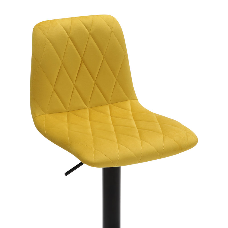 Adelaid Swivel Upholstered Adjustable Height Counter Stool with Metal Frame, Mustard