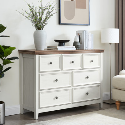 Unité de rangement 7 tiroirs - Commode beige avec construction et assemblage facile 7 commodes pour organiser votre salon efficacement