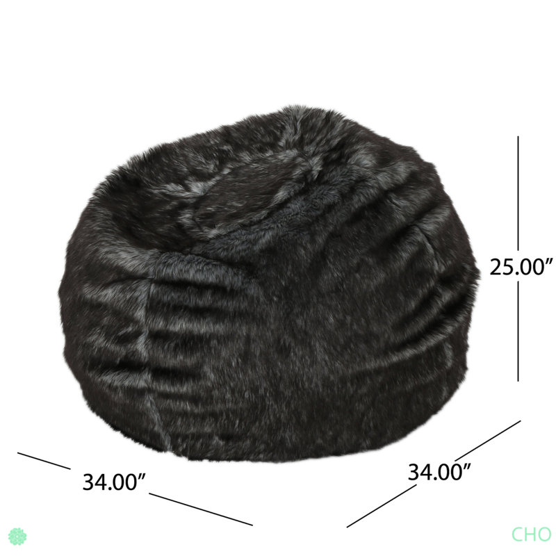 Fauteuil à billes rond en fausse fourrure 3 pieds Cat noir avec rayures blanches