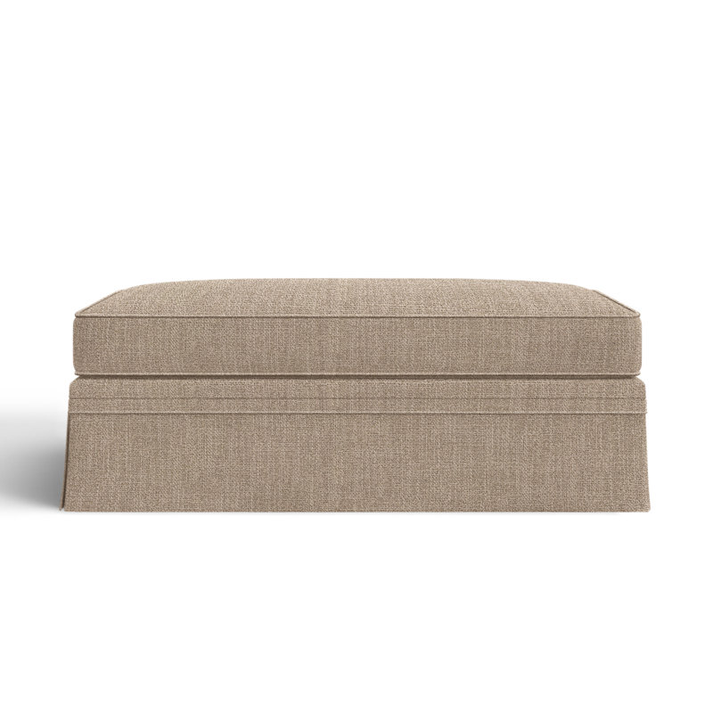 Repose-pieds rembourré avec rangement Shelby, Tissage panier en lin Conversation