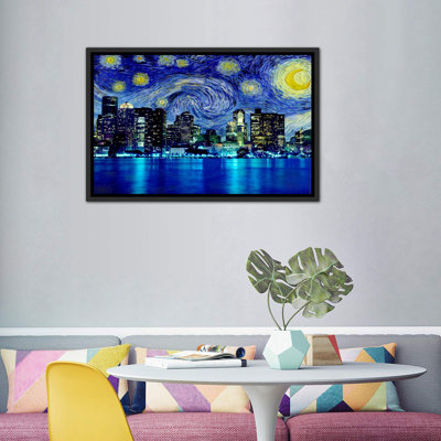 Boston, Massachusetts, nuit étoilée, impression d'art graphique