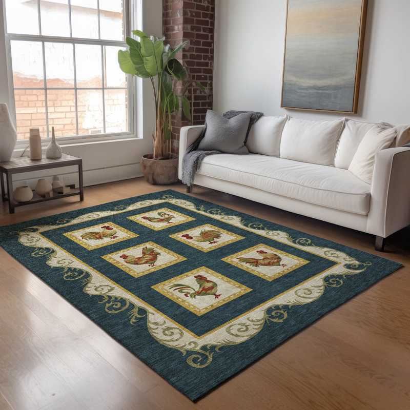 Premium Machine Washable Chiekezi AMF159 Midnight Rug, Rectangle 2'6" x 3'10"