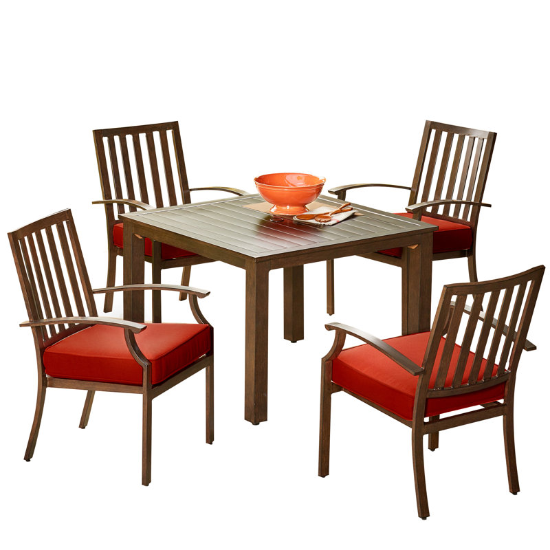 Ensemble repas 5 pièces avec coussins bridgeport Ceridwen, Rouge
