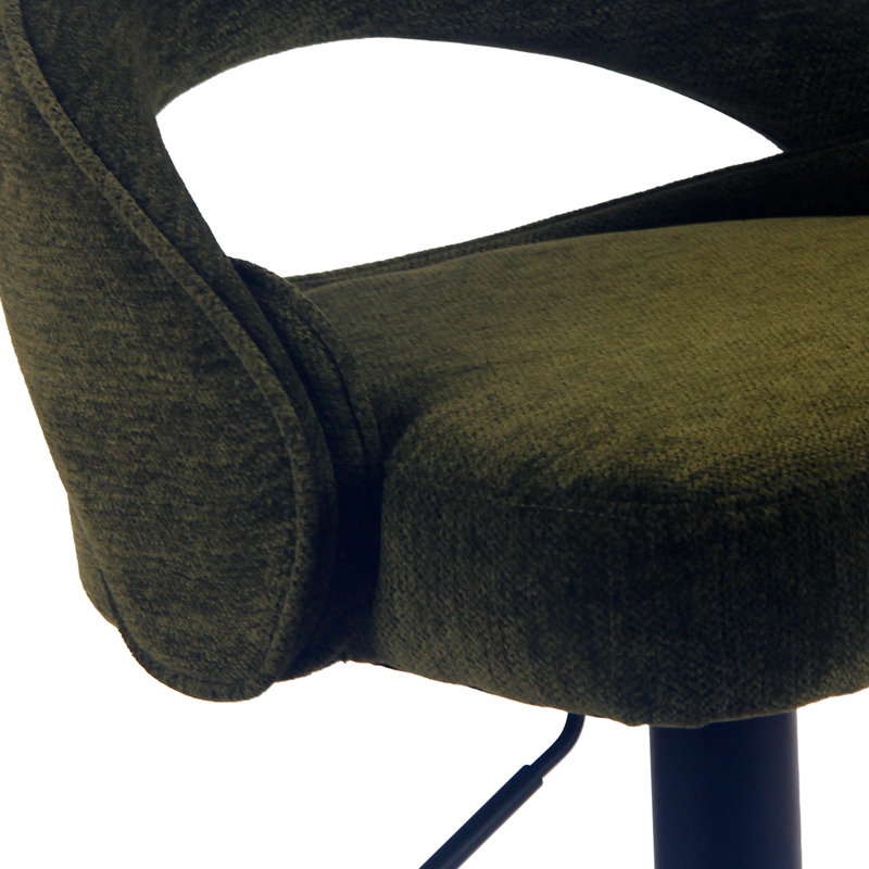 Ensemble de 2 tabourets de bar à hauteur réglable, tabourets de comptoir pivotants en tissu chenille, tabourets de bar de cuisine rembourrés avec dossier ajouré incurvé, tabourets de pub modernes, vert