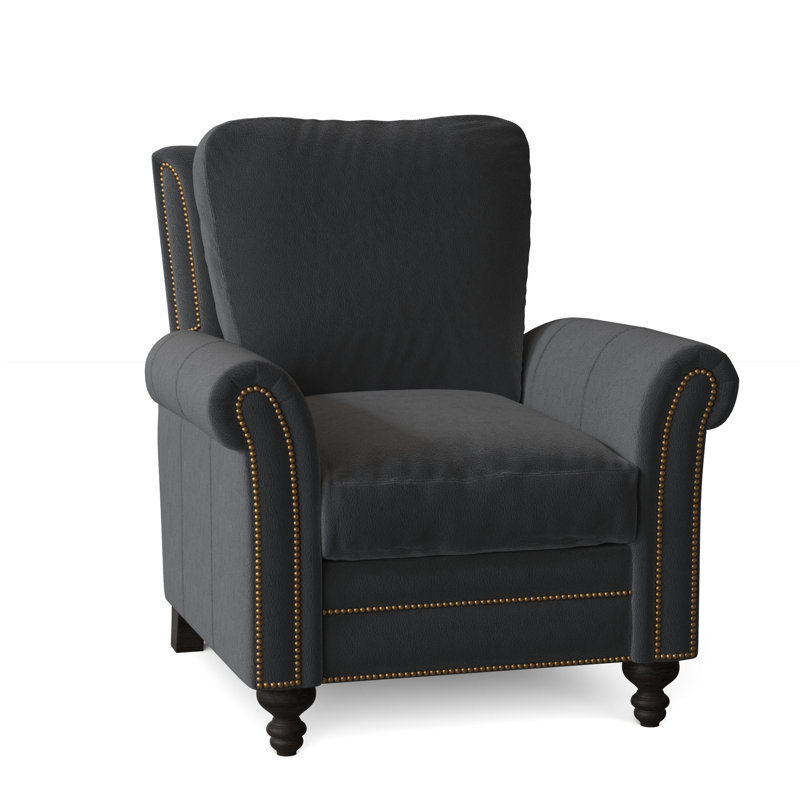 Richardson Recliner, Aline Light Gray Stonewash Genuine Leather, Cobblestone, French Natural