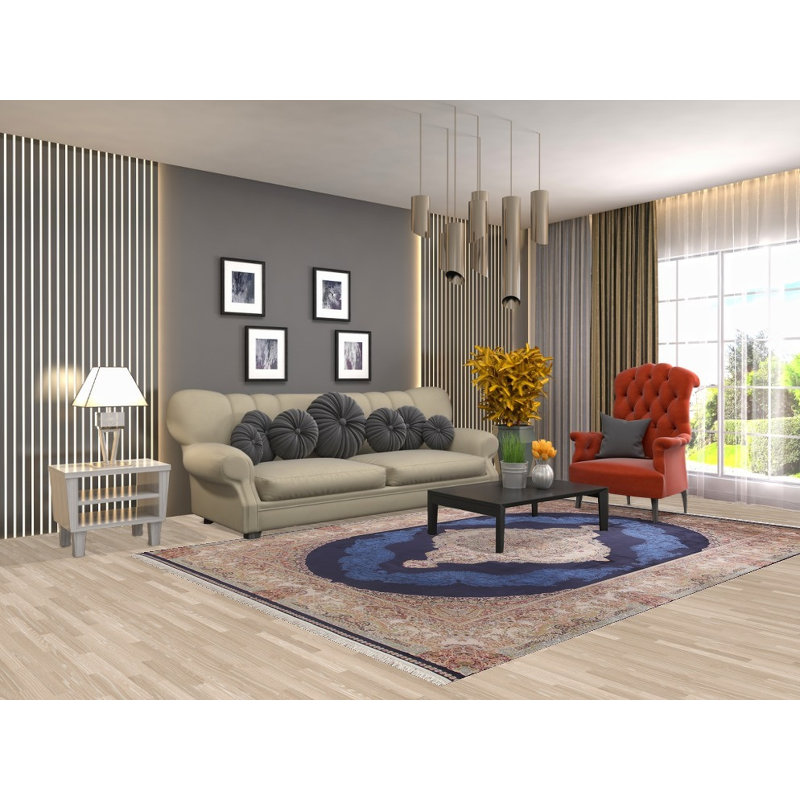 Tapis turc bleu traditionnel 7 x 10