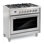 Cosmo 36 po Stellar Collection 4,4 pi³ Cuisinière à double combustible, 5 brûleurs, four à convection, poignée lisse, acier inoxydable