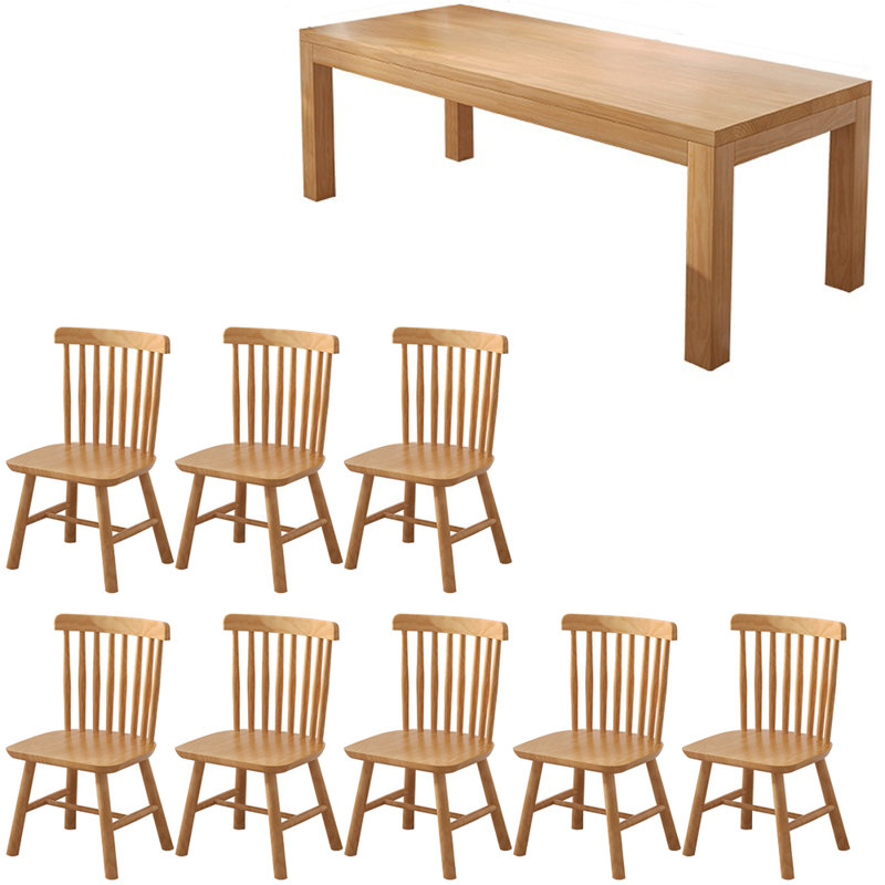 Modern simple solid wood dining table set., 29.5"H x 86.6"L x 35.4"W