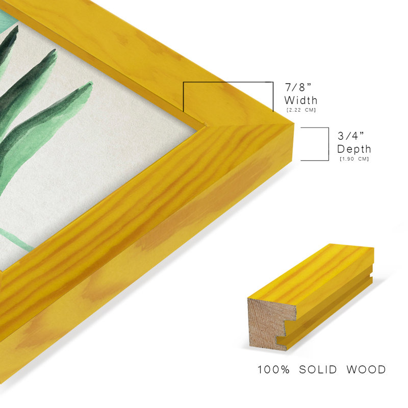 " Verging Palm I ", 15" H x 12" W x 1" D, Yellow