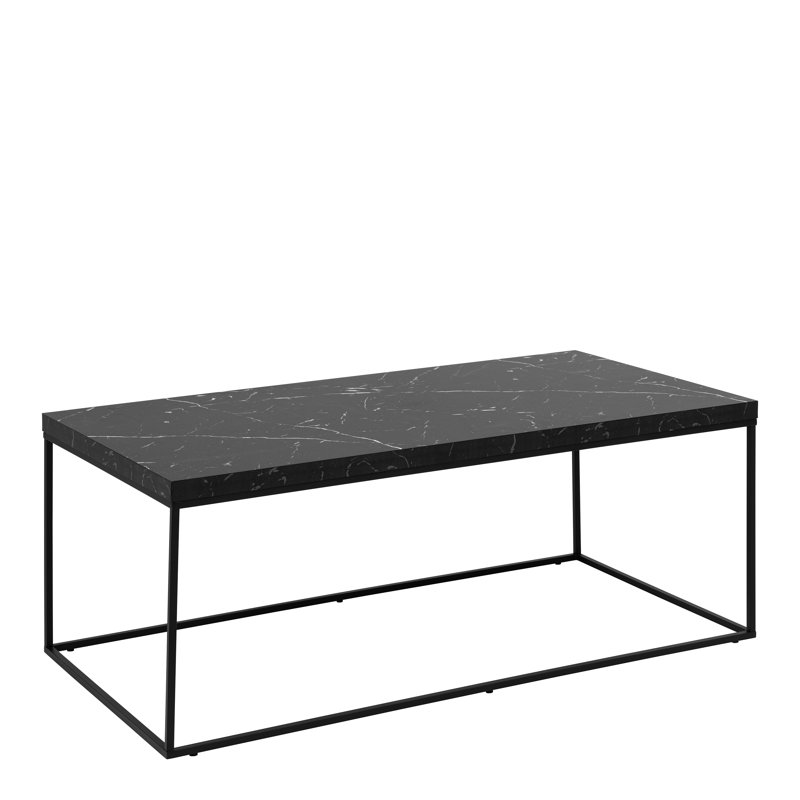 Barossa Coffee Table with Marble Top & Black Steel Base 110x55x45cm, Black Marble