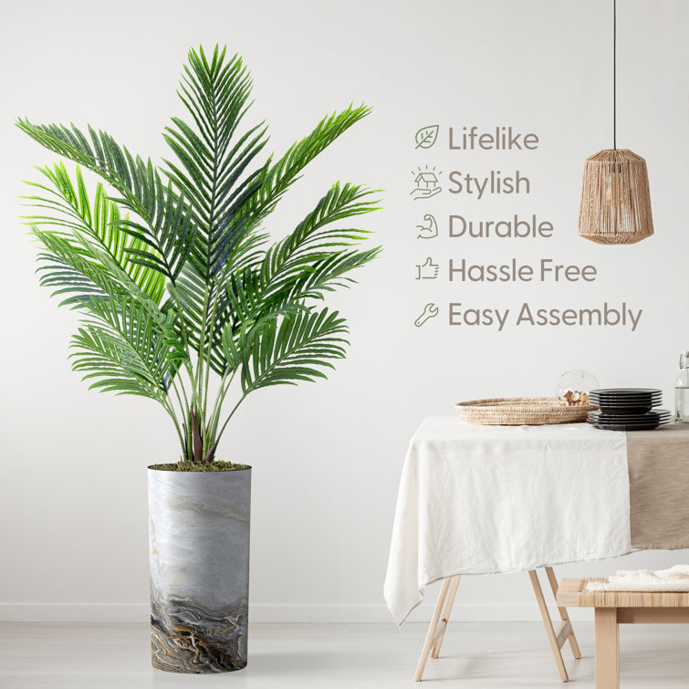 SIGNLEADER Artificial Plant In Planter, Fake Areca Tropical Palm ...