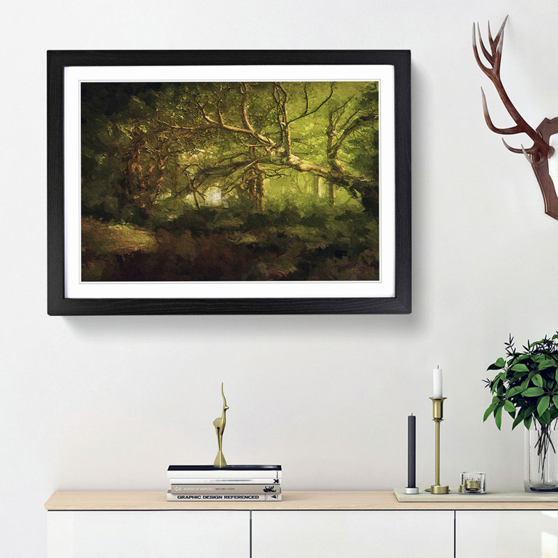 Mystical Forest - Picture Frame Painting Print, Black Framed, 48cm H x 65cm W x 2cm D