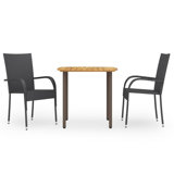 Rosalind Wheeler 3 Piece Garden Dining Set Poly Rattan Brown
