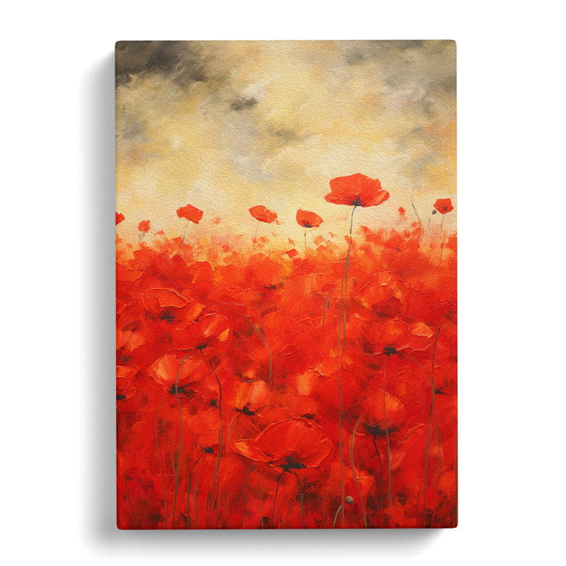 Poppy Field Gestural No.2 - Wrapped Canvas, 50cm H x 35cm W x 3cm D