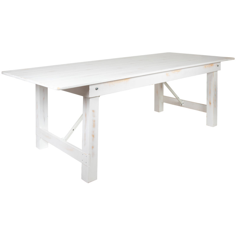 Dejon Rectangular Rustic Solid Pine Folding Dining Table by Flash Furniture, Antique Rustic White, 30"H x 96"L x 40"W