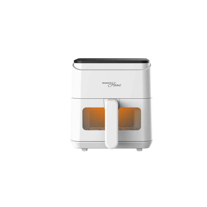 Friteuse à air Magnavox 4,2 pintes de 1200 watts avec écran couleur, écran tactile numérique et fenêtre de visualisation, blanc