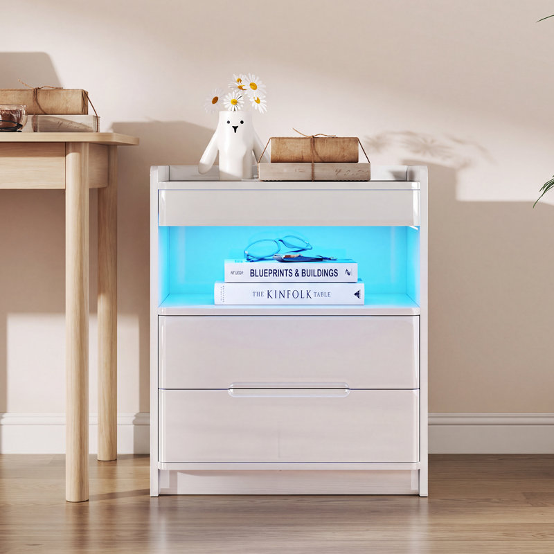 51 cm W Bedside Table, White