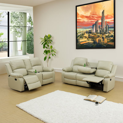  Almontiser 2 - Piece Faux Leather Manual Reclining Living Room Set with middle console and drop down table