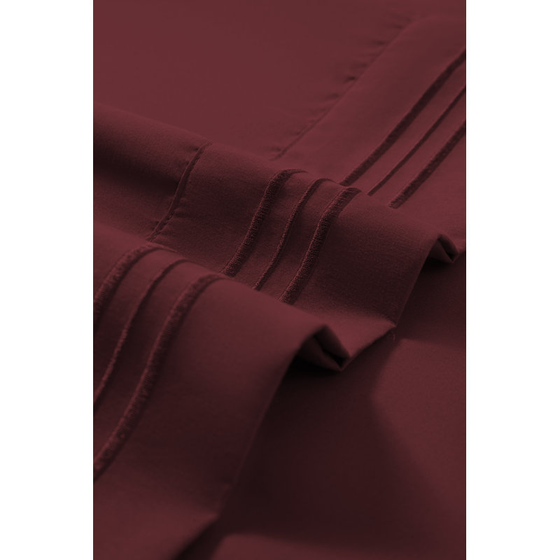 Rayon Sheet Set, Burgundy, Split king Sheet Set+2 Fitted Sheets+2 Pillowcase
