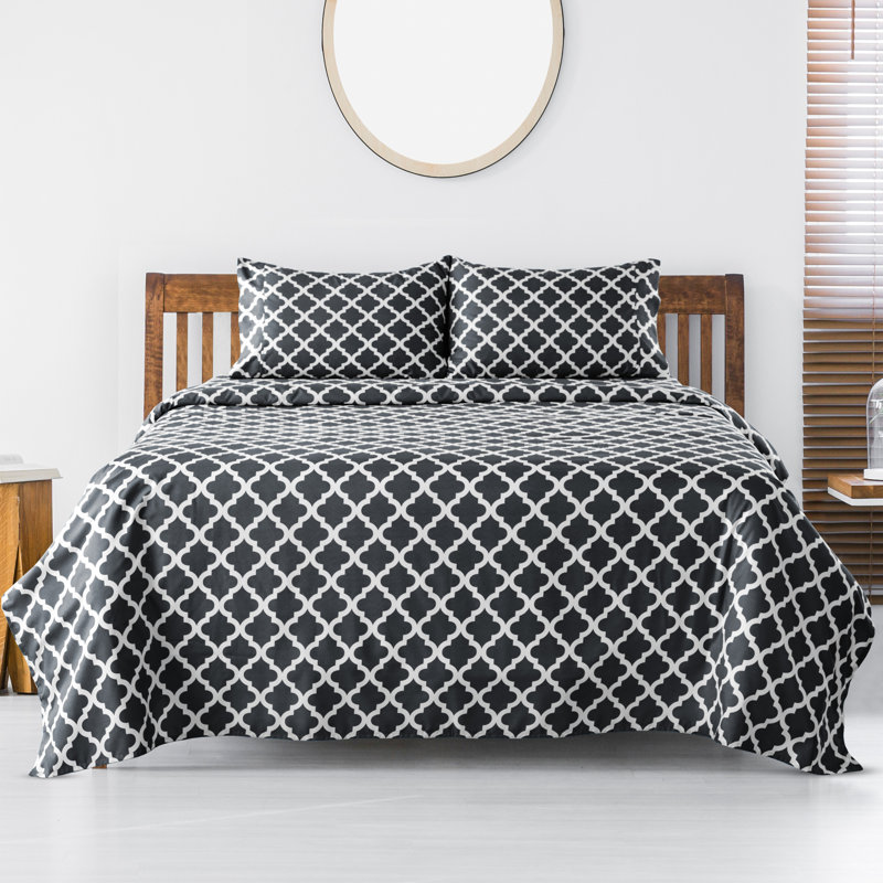 Ensemble de literie en microfibre 4 pièces Lux Decor Collection, Ensemble de draps pour lit double avec 2 taies d'o