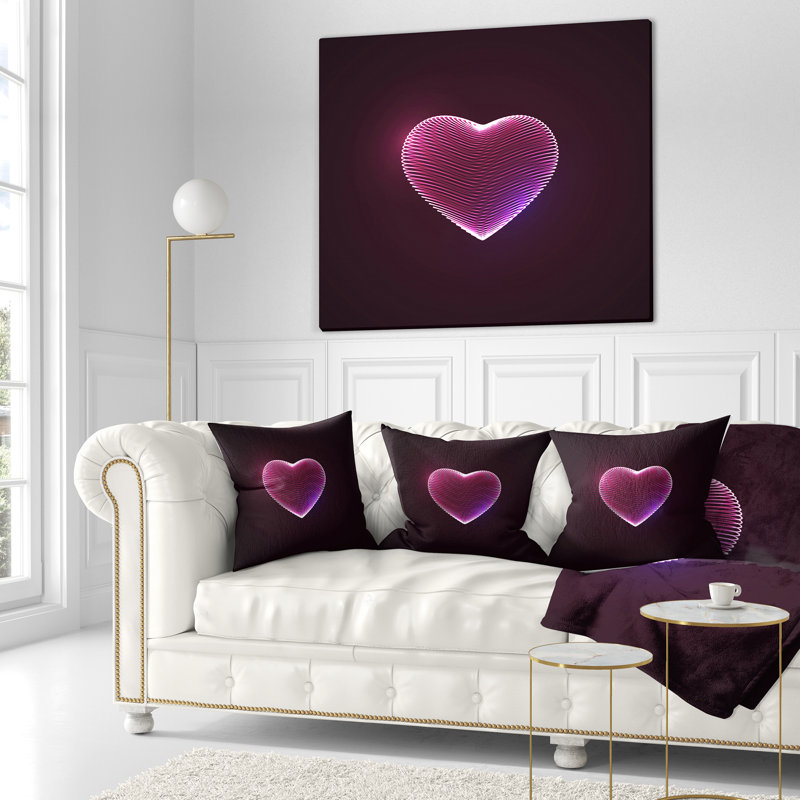 Happy Valentines Day - Coussin décoratif imprimé abstrait, 16 po x 1 po, Carré