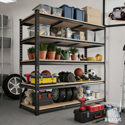 Étagères de garage réglables à 5 niveaux en métal, tablettes de garage robustes 36 x 18 x 72, supports de rangement utilitaires d'une capacité de charge de 2 500 lb pour l'organisation du garage d'entrepôt