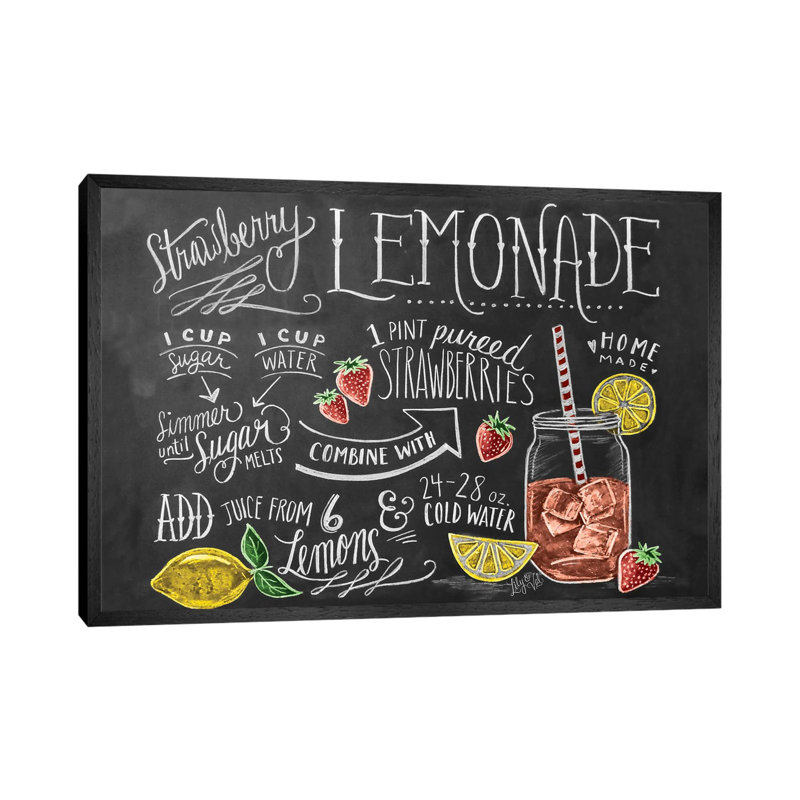 Strawberry Lemonade Recipe by Lily & Val - Wrapped Canvas Print, 66.04 cm H x 45.72 cm W, Black Framed Canvas